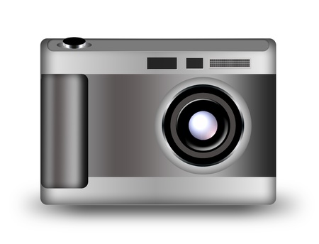 CAMERA ON  WHITE BACKGROUNDの写真素材