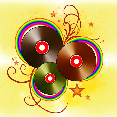 MUSICAL BACKGROUND WITH VINYL DISKSの写真素材