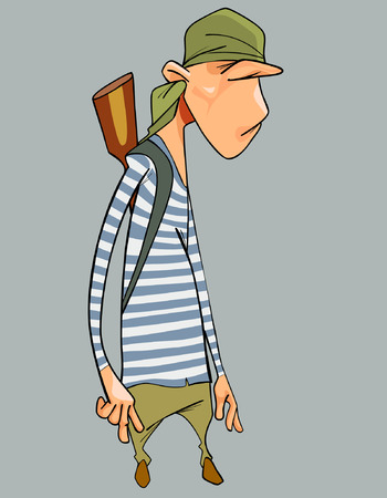 cartoon character surly man in a striped vestのイラスト素材