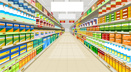painted commercial premises in the store with racks with goodsのイラスト素材