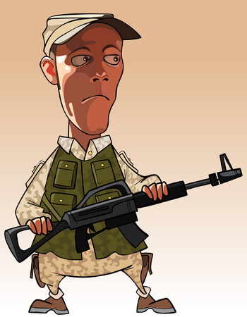 cartoon man holding a gun in his handsのイラスト素材