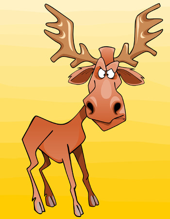 cartoon moose character looks angrilyのイラスト素材