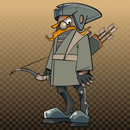 cartoon man with a bow and arrow in a fabulous outfitのイラスト素材