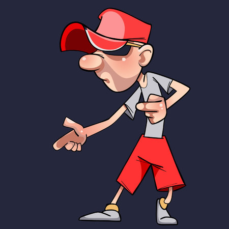 cartoon guy in the cap plays or dancesのイラスト素材