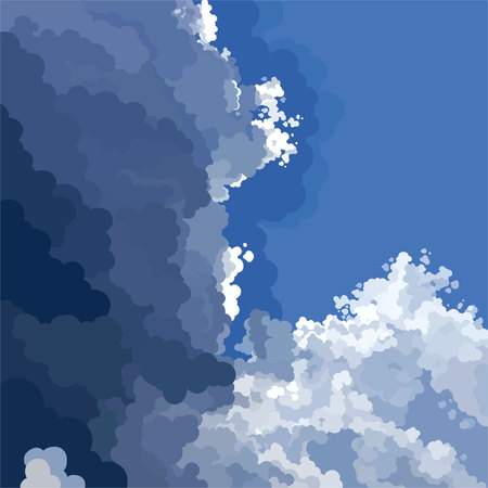 Painted blue sky with light and dark cloud.のイラスト素材