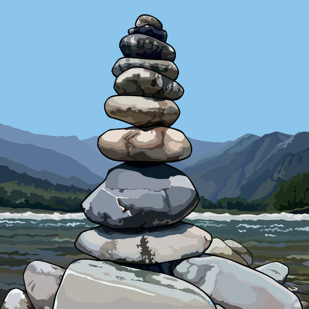 drawn pyramid of stonesのイラスト素材