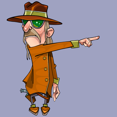 cartoon man in coat and hatのイラスト素材