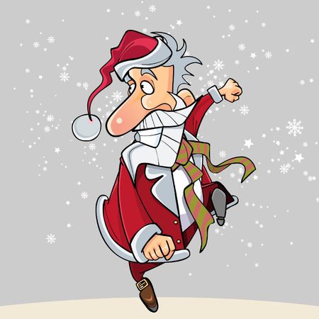 Funny Santa Claus happily runs on the hopのイラスト素材