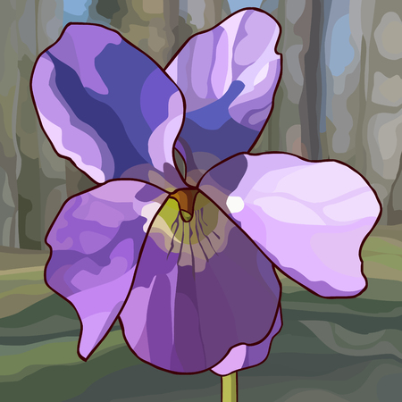close up painted purple violet flower in forestのイラスト素材
