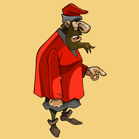 cartoon bearded man in medieval clothes of merchantの写真素材