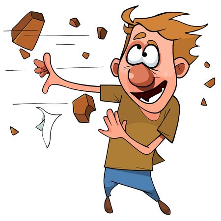 strong wind with pieces of garbage fly into a stunned manのイラスト素材