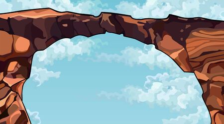 painted arch of red stone against blue skyのイラスト素材