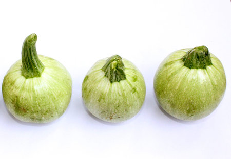 Summer squash, Cucurbita pepo, similar to pattypan squash but more globose in shape and scalloped edges without Chapan Kadu in Indiaの写真素材