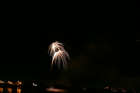 Spectacular Fourth of July Fireworks in 2008 from southeastern shore of Lake Euwana, Klamath County on Independence day of USA, famous annual attraction.の写真素材