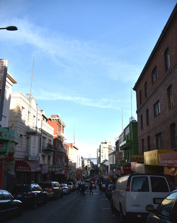 Chinatown, San Francisco, California, USA, December 27, 2017, oldest Chinatown in North America, largest Chinese enclave outside Asia, established 1848, a major tourist attraction.のeditorial素材
