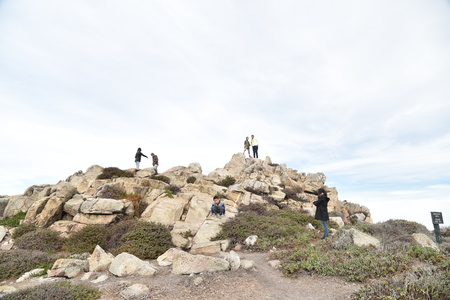 China Rock, 17 Mile Drive, California, USA, a place is where Chinese immigrant fishermen used to make their homes in 1800s and early 1900,  famous viewing point along the driveのeditorial素材