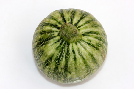 Eight Ball Summer Squash, Summer squash, Cucurbita pepo, Chapan Kadu in India, globose pale green fruits with dark green stripes and white dots, whitish flesh, vegetableの写真素材