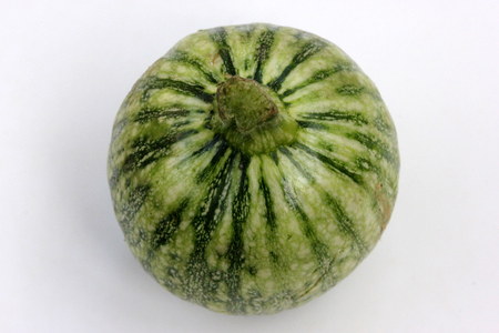 Eight Ball Summer Squash, Summer squash, Cucurbita pepo, Chapan Kadu in India, globose pale green fruits with dark green stripes and white dots, whitish flesh, vegetableの写真素材