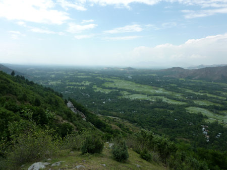 Titanic Point near Jawahar Tunnel, View of Kashmir valley and Pir Panjal Range of Himalayas.の写真素材
