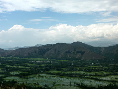 Titanic Point near Jawahar Tunnel, View of Kashmir valley and Pir Panjal Range of Himalayas.の写真素材