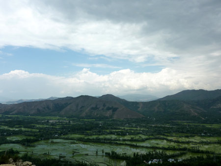 Titanic Point near Jawahar Tunnel, View of Kashmir valley and Pir Panjal Range of Himalayas.の写真素材