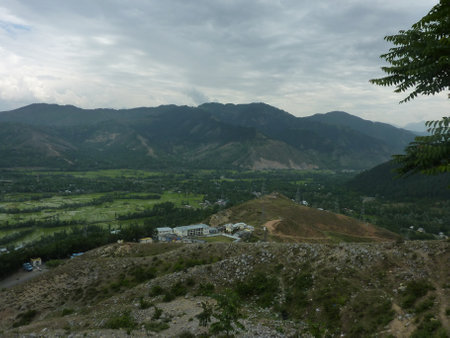Titanic Point near Jawahar Tunnel, View of Kashmir valley and Pir Panjal Range of Himalayas.の写真素材