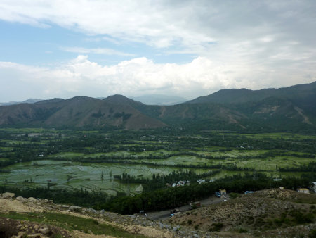 Titanic Point near Jawahar Tunnel, View of Kashmir valley and Pir Panjal Range of Himalayas.の写真素材
