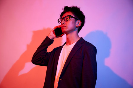 Colorful portrait of young businessman