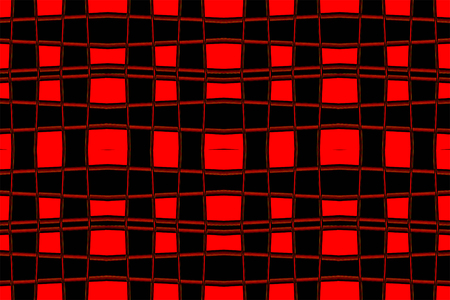Red and black background made of squares and rectangles with glowing lines.の写真素材