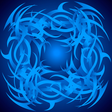 beautiful blue frame around sharp patterns on a blue backgroundのイラスト素材