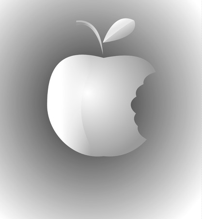 silver apple on a silver background bittenのイラスト素材