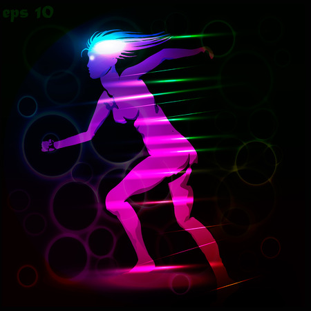 abstract silhouette girl running for any ideas, vectorのイラスト素材