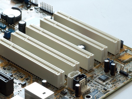 Open case, Internals of a case, Close up view of the Detail of Mainboard.の写真素材