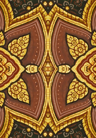Vintage traditional Thai style art painting on temple for background 