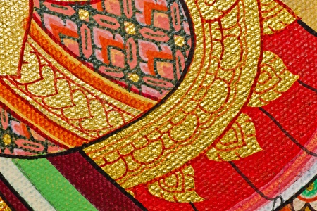 Vintage traditional Thai style art painting on temple for background, Generality in Thailand, any...