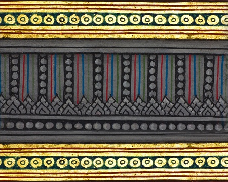 Vintage traditional Thai style art painting on temple for background, Generality in Thailand, any kind of art decorated in Buddhist church etc  created with money donated by people, no restrict in copy or useの写真素材