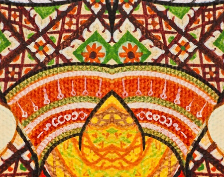 Vintage traditional Thai style art painting on temple for background, Generality in Thailand, any kind of art decorated in Buddhist church etc  created with money donated by people, no restrict in copy or useの写真素材