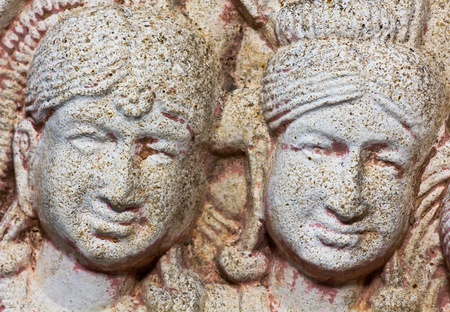 Vintage traditional Thai native art carved  in the temple の写真素材