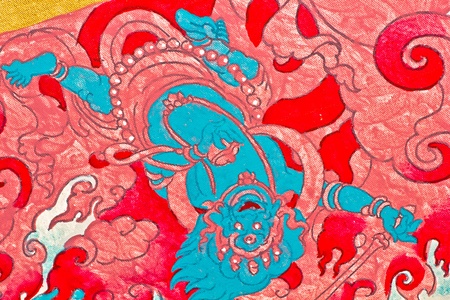 Vintage traditional Thai style art painting on temple for background, Generality in Thailand, any kind of art decorated in Buddhist church etc  created with money donated by people, no restrict in copy or useの写真素材