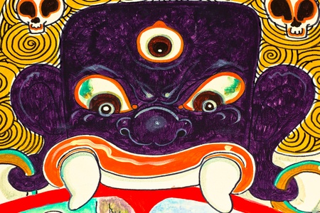 Vintage traditional Thai style art painting on temple for background, Generality in Thailand, any...