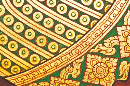 Vintage traditional Thai style art painting on temple for background, Generality in Thailand, any kind of art decorated in Buddhist church etc  created with money donated by people, no restrict in copy or useのeditorial素材