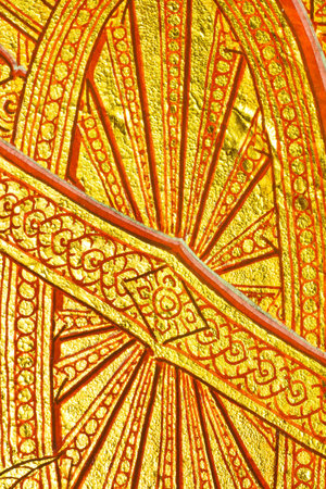 Vintage traditional Thai style art painting on temple for background, Generality in Thailand, any kind of art decorated in Buddhist church etc  created with money donated by people, no restrict in copy or useのeditorial素材