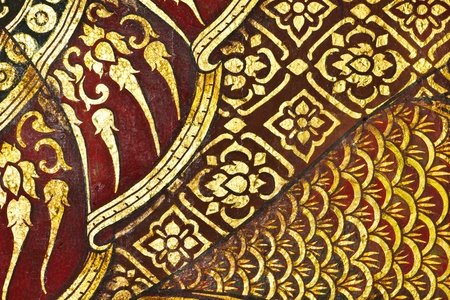 Vintage traditional Thai style art painting on temple for background, Generality in Thailand, any kind of art decorated in Buddhist church etc  created with money donated by people, no restrict in copy or useのeditorial素材