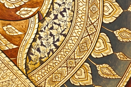 Vintage traditional Thai style art painting on temple for background, Generality in Thailand, any kind of art decorated in Buddhist church etc  created with money donated by people, no restrict in copy or useのeditorial素材