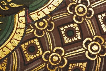 Vintage traditional Thai style art painting on temple for background, Generality in Thailand, any kind of art decorated in Buddhist church etc  created with money donated by people, no restrict in copy or useのeditorial素材