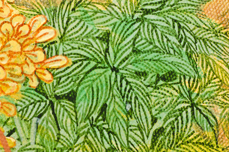 Vintage traditional Thai style art painting on temple for backgroundのeditorial素材