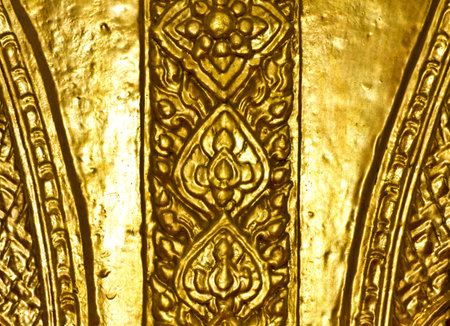 Native art carved on the wall in the temple 