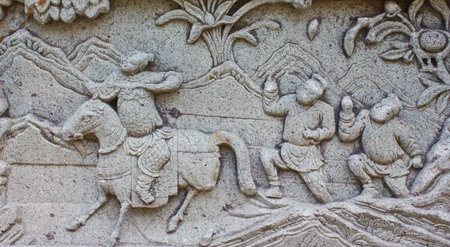 Native molding art on wall in temple, Generality in Thailand, any kind of art decorated in Buddhist...