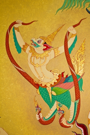 Art thai painting on wall in temple, Generality in Thailand, any kind of art decorated in Buddhist church etc  created with money donated by people, no restrict in copy or useのeditorial素材