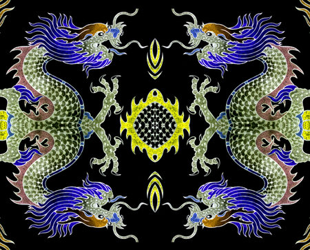Dragons isolated on black background 